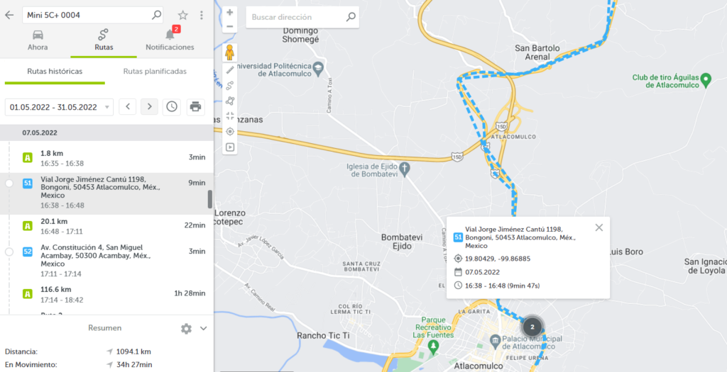 Historial de Rutas SPTrackerGPS